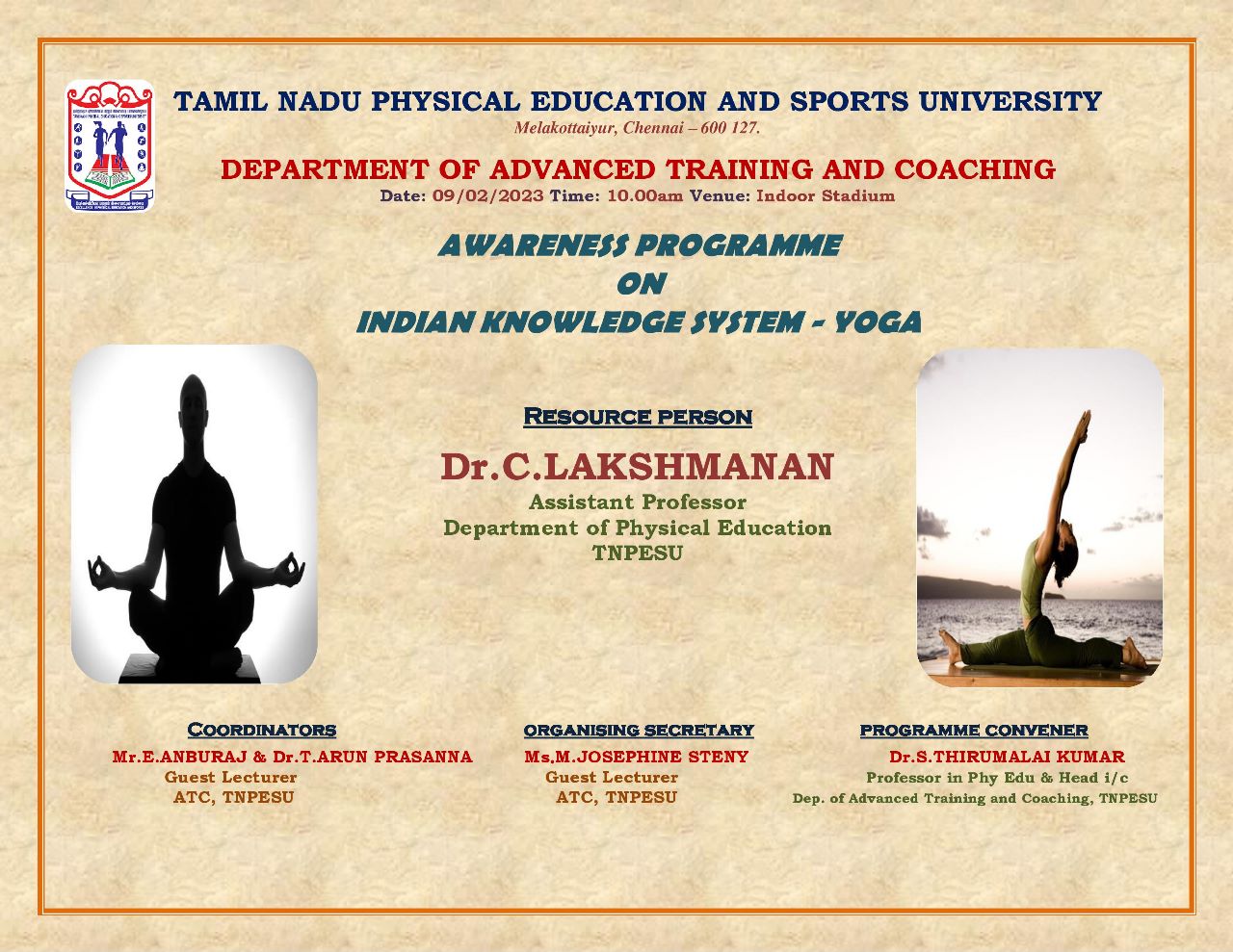 phd in yoga tamilnadu sports university